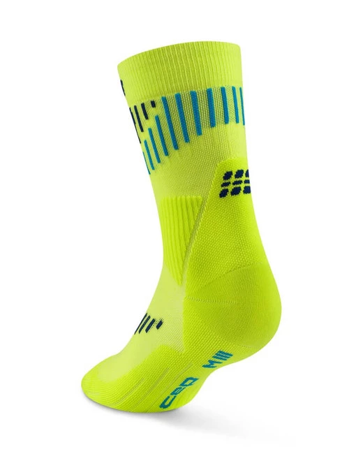Męskie skarpetki kompresyjne do połowy łydki sportowe z wełną Merino Core Run CEP zielone