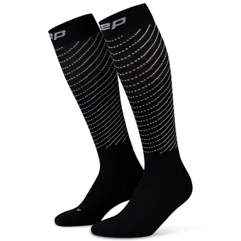 Damskie skarpetki odblaskowe do biegania podkolanówki kompresyjne CEP Pro Run Reflective 3.0 czarne